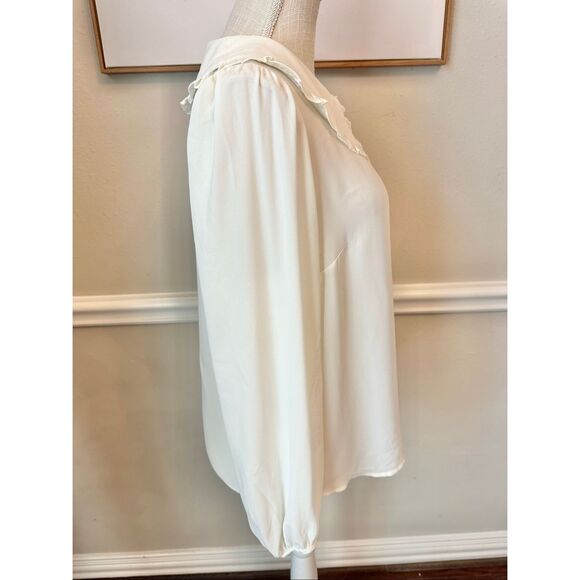 J Crew Ivory Ruffle Collar Top Size 10 - Picture 2 of 4